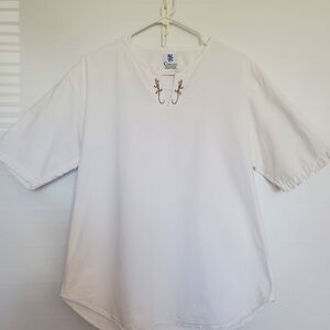 CORINTO MENS SHIRT PULLOVER SPLIT-NECK EMBROIDERED GECKO WHITE ( S )